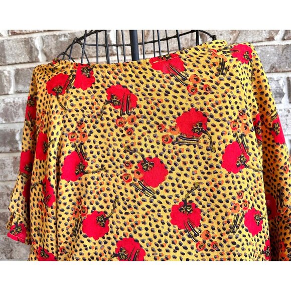 Umgee Leopard Print Top Poppies Small Flutter Sleeves Relaxed Festive US… - Picture 7 of 12